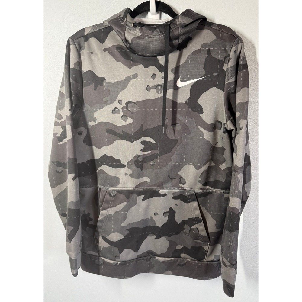Nike Hoodie Gray Camo Therma-Fit Pullover Training Sweatshirt Small Gorpcore
